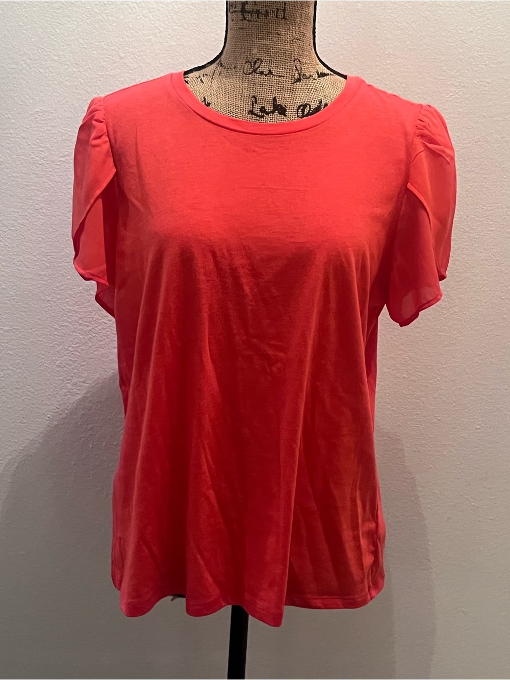 Michael Kors Coral Short Sleeve Puff-Sleeve Tee
